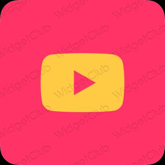 Aesthetic neon pink Youtube app icons