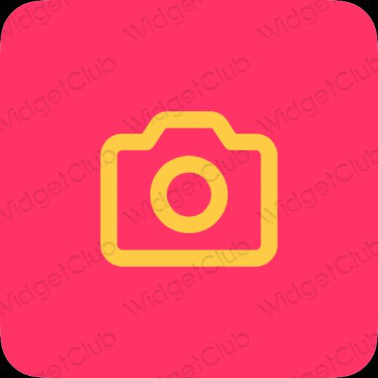 Aesthetic neon pink Camera app icons