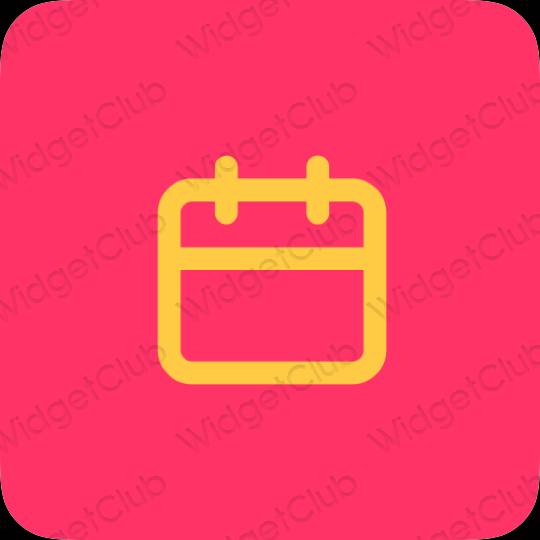 زیبایی شناسی صورتی نئونی Calendar آیکون های برنامه