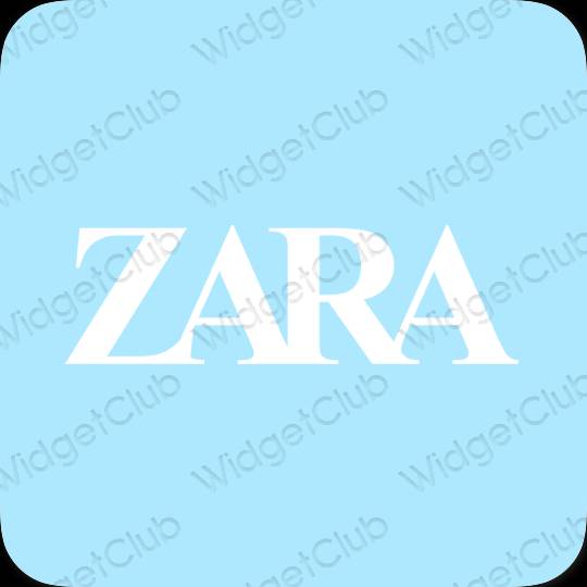 زیبایی شناسی آبی پاستلی ZARA آیکون های برنامه
