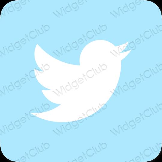 Aesthetic pastel blue Twitter app icons