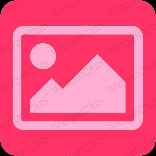 Aesthetic neon pink Photos app icons