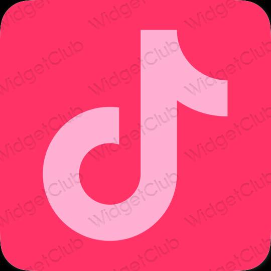 زیبایی شناسی صورتی نئونی TikTok آیکون های برنامه