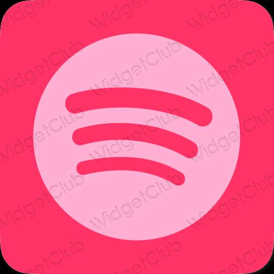 Estetický neonově růžová Spotify ikony aplikací