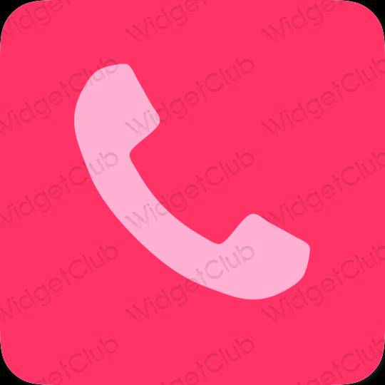 Estetický neonově růžová Phone ikony aplikací