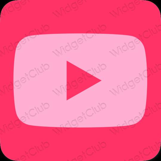 Aesthetic neon pink Youtube app icons