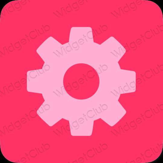 Aesthetic neon pink Settings app icons