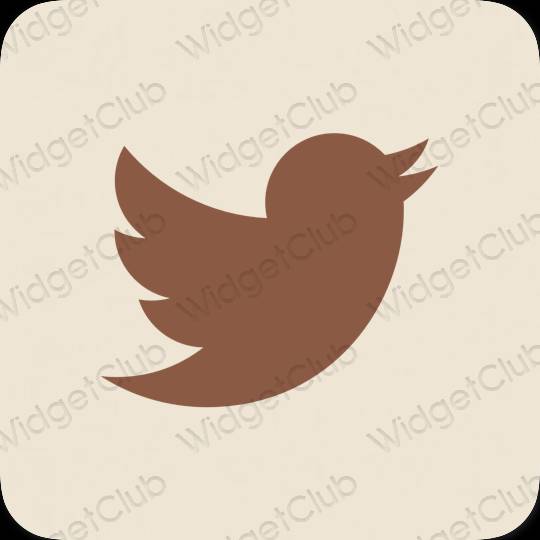 Ესთეტიური კრემისფერი Twitter აპლიკაციის ხატები