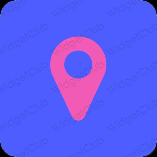 Estetik biru Map ikon aplikasi