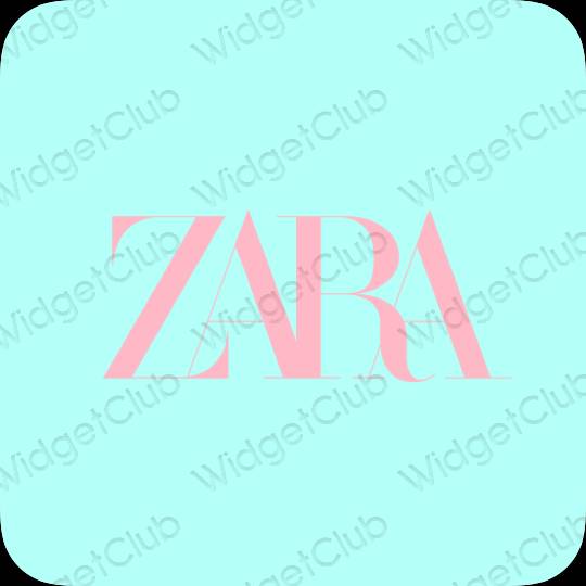 زیبایی شناسی آبی پاستلی ZARA آیکون های برنامه