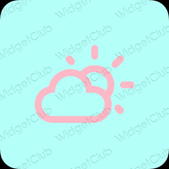زیبایی شناسی آبی پاستلی Weather آیکون های برنامه