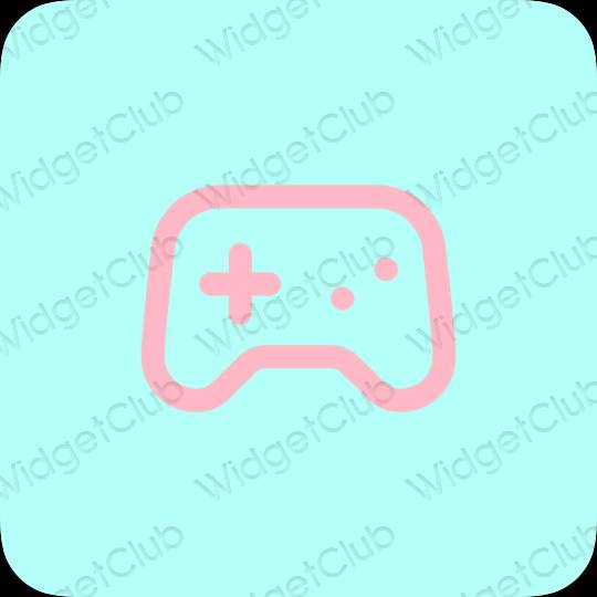Aesthetic pastel blue Game app icons
