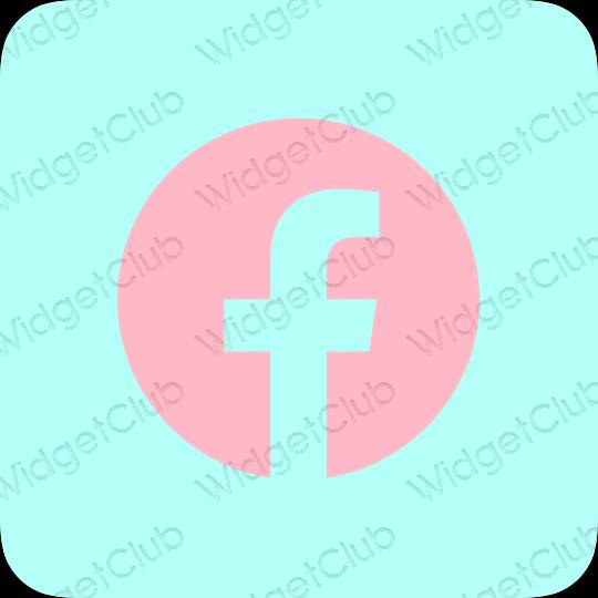 Aesthetic pastel blue Facebook app icons