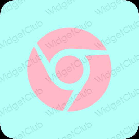 Aesthetic pastel blue Chrome app icons