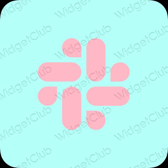 Aesthetic pastel blue Slack app icons