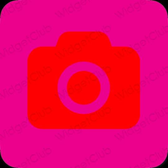 Aesthetic neon pink Camera app icons