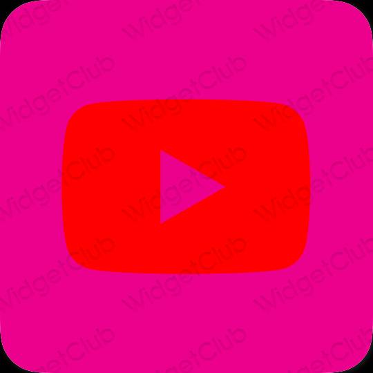 Aesthetic neon pink Youtube app icons