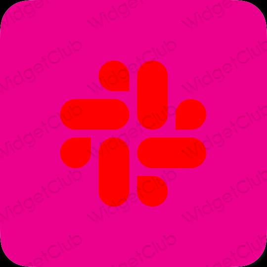 Aesthetic neon pink Slack app icons