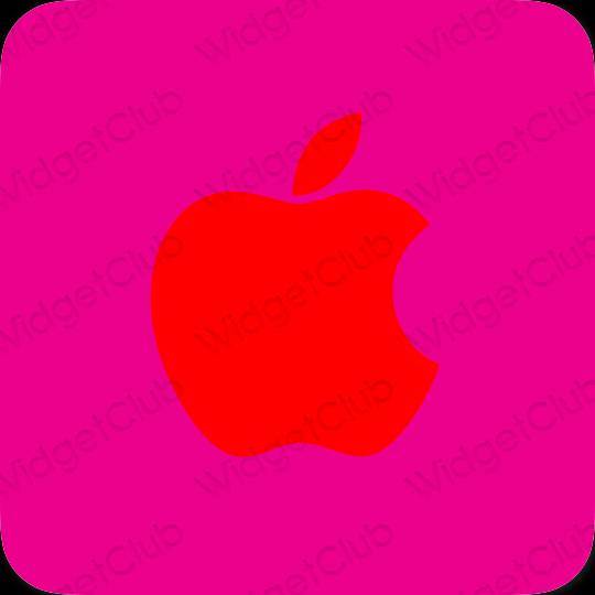 زیبایی شناسی صورتی نئونی Apple Store آیکون های برنامه