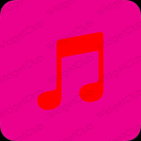 Aesthetic neon pink Music app icons