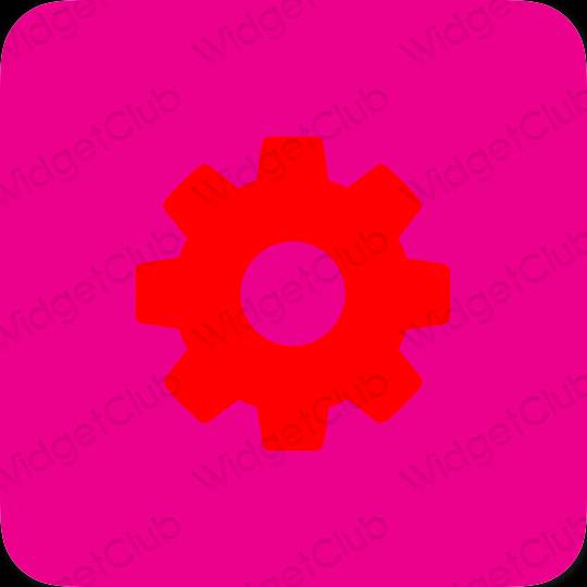 Aesthetic neon pink Settings app icons