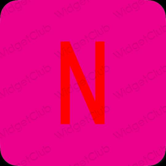 زیبایی شناسی صورتی نئونی Netflix آیکون های برنامه