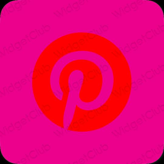 زیبایی شناسی صورتی نئونی Pinterest آیکون های برنامه