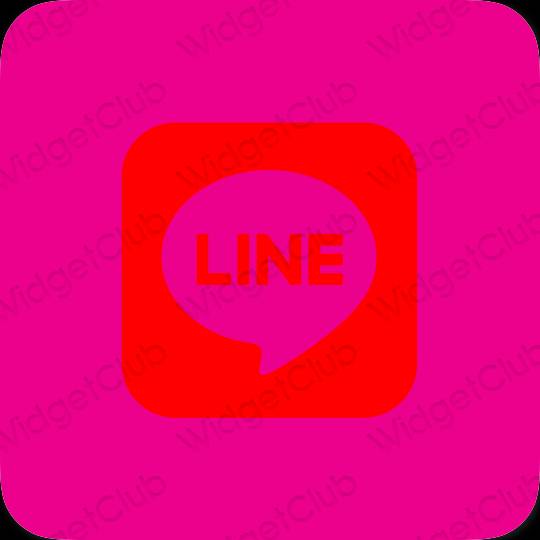 Aesthetic neon pink LINE app icons