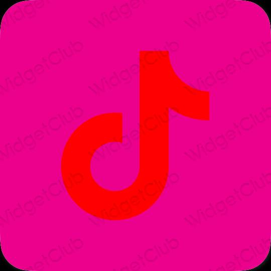 زیبایی شناسی صورتی نئونی TikTok آیکون های برنامه
