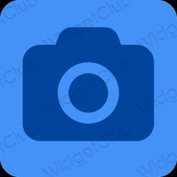 Estetisk neonblå Camera app ikoner