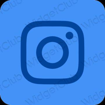 Estetinis neoninė mėlyna Instagram programėlių piktogramos