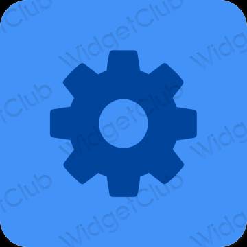 Aesthetic neon blue Settings app icons