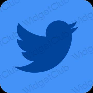 Thẩm mỹ màu xanh da trời Twitter biểu tượng ứng dụng