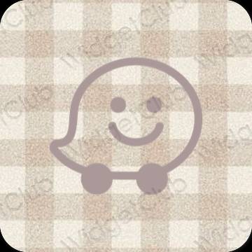 Stijlvol pastelroze Waze app-pictogrammen