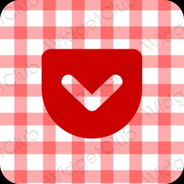 Estético vermelho Pocket ícones de aplicativos