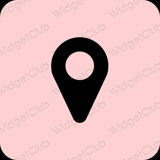Estetický růžový Google Map ikony aplikací