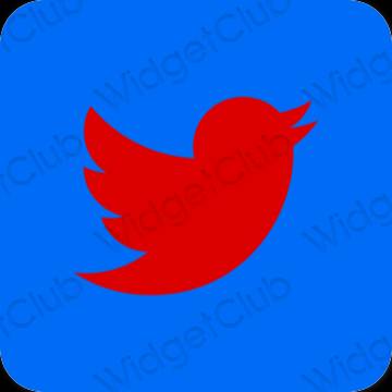 Estético azul Twitter iconos de aplicaciones