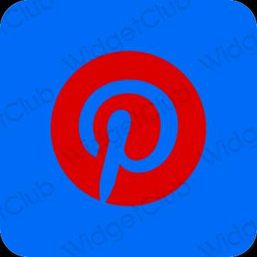 Aesthetic neon blue Pinterest app icons