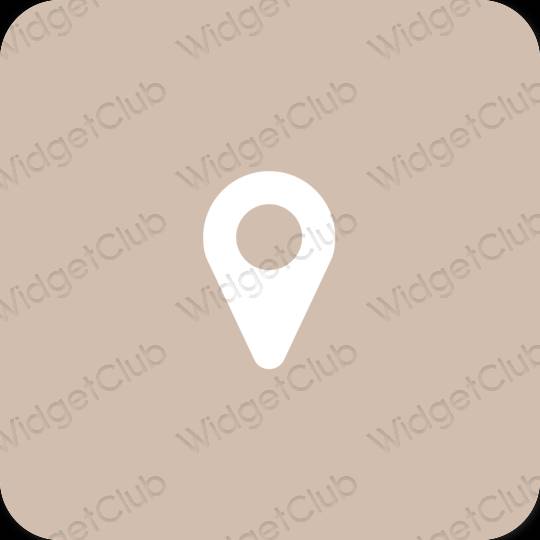 Aesthetic beige Map app icons