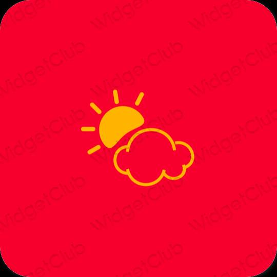 Estetik neon merah jambu Weather ikon aplikasi