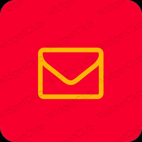 Estetik neon merah jambu Mail ikon aplikasi