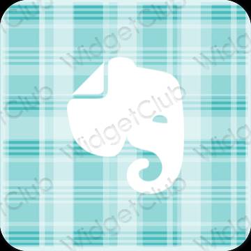 Естетичен пастелно синьо Evernote икони на приложения