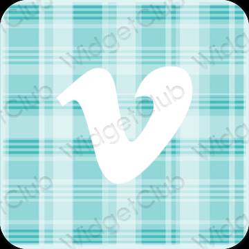 Естетичен пастелно синьо Vimeo икони на приложения