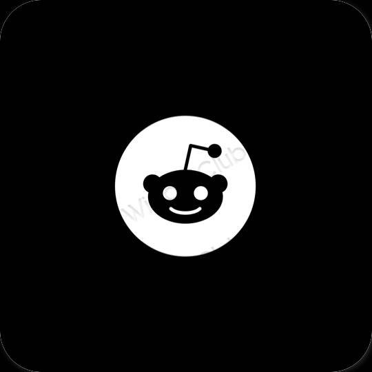 Estetické čierna Reddit ikony aplikácií