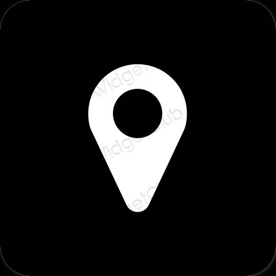 Estetické čierna Map ikony aplikácií