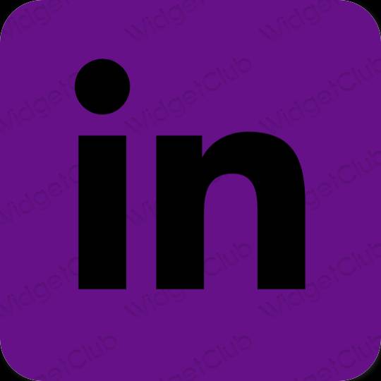 Estetyka fioletowy Linkedin ikony aplikacji