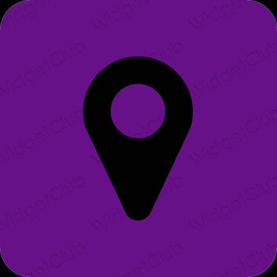 Естетичний фіолетовий Google Map значки програм