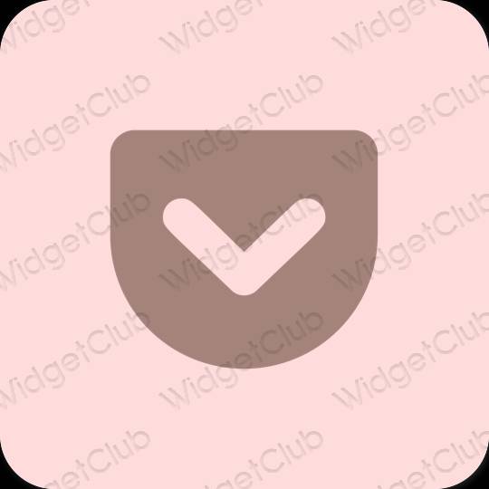 Estetsko pastelno roza Pocket ikone aplikacij
