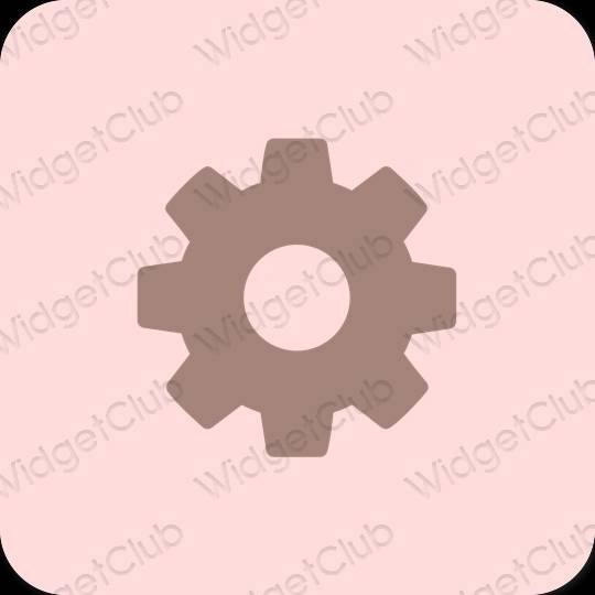 Estético rosa pastel Settings ícones de aplicativos