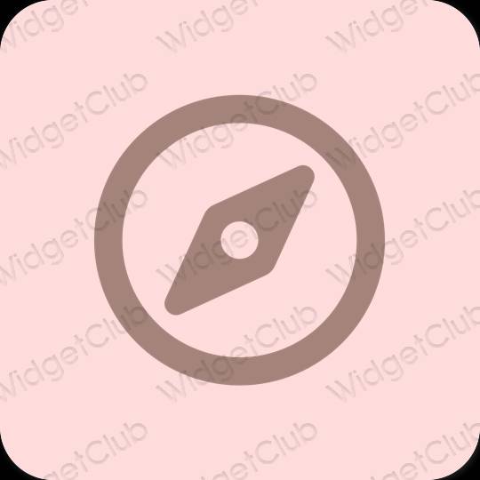 Esztétika pasztell rózsaszín Safari alkalmazás ikonok